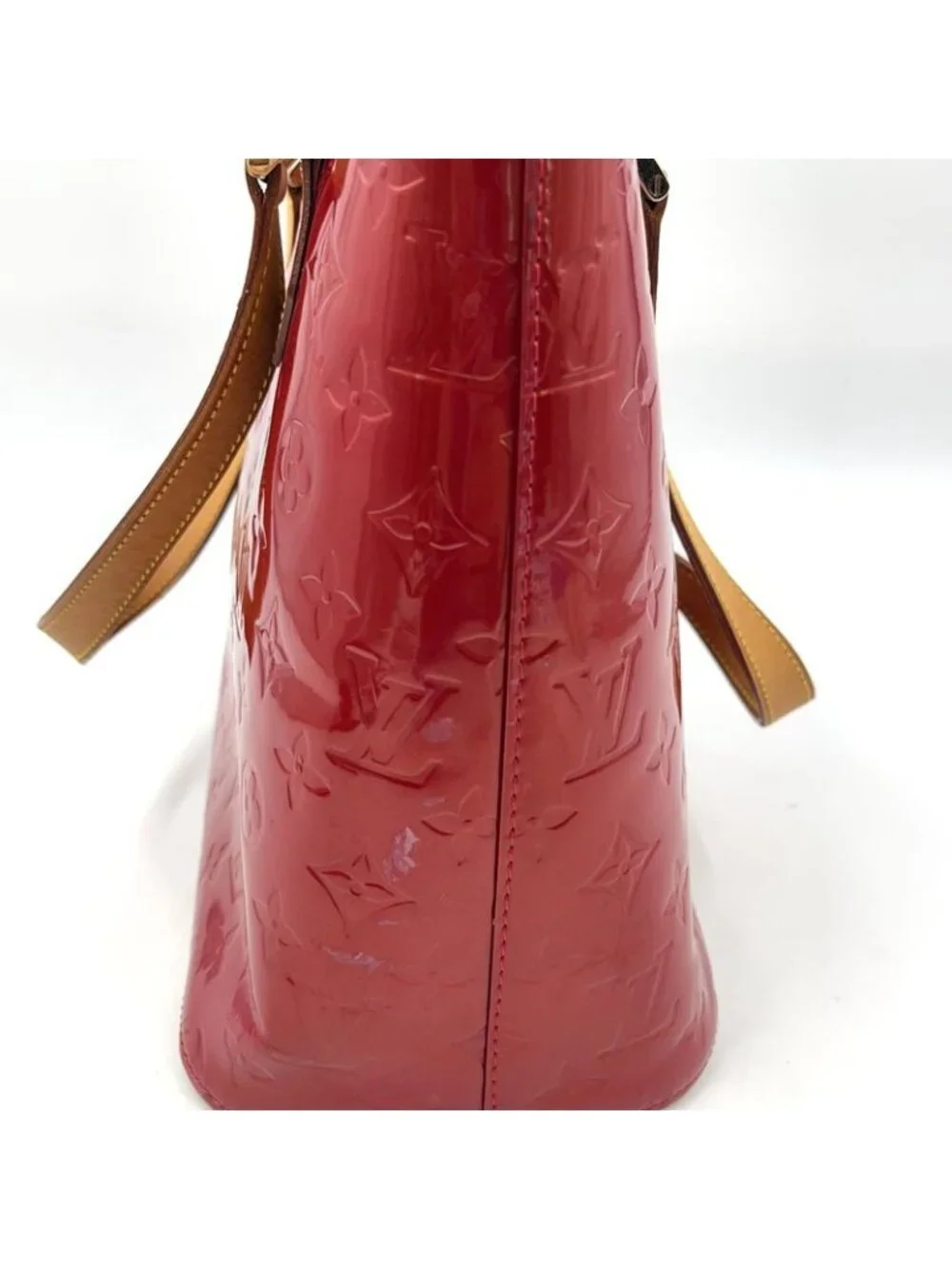 Louis Vuitton Houston Monogram Vernis Pomme D'amour Enamel Leather Red Tote Gold - Picture 11 of 14